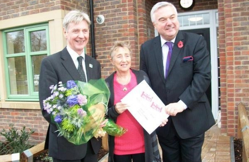 Sir Oliver opening new affordable housing at Austin Court in Royston