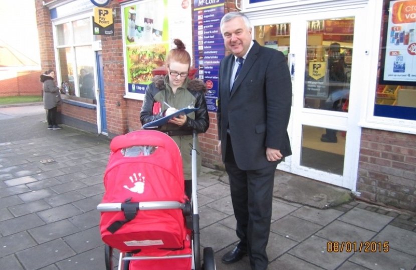 Sir Oliver collecting signatures for his radiotherapy petition